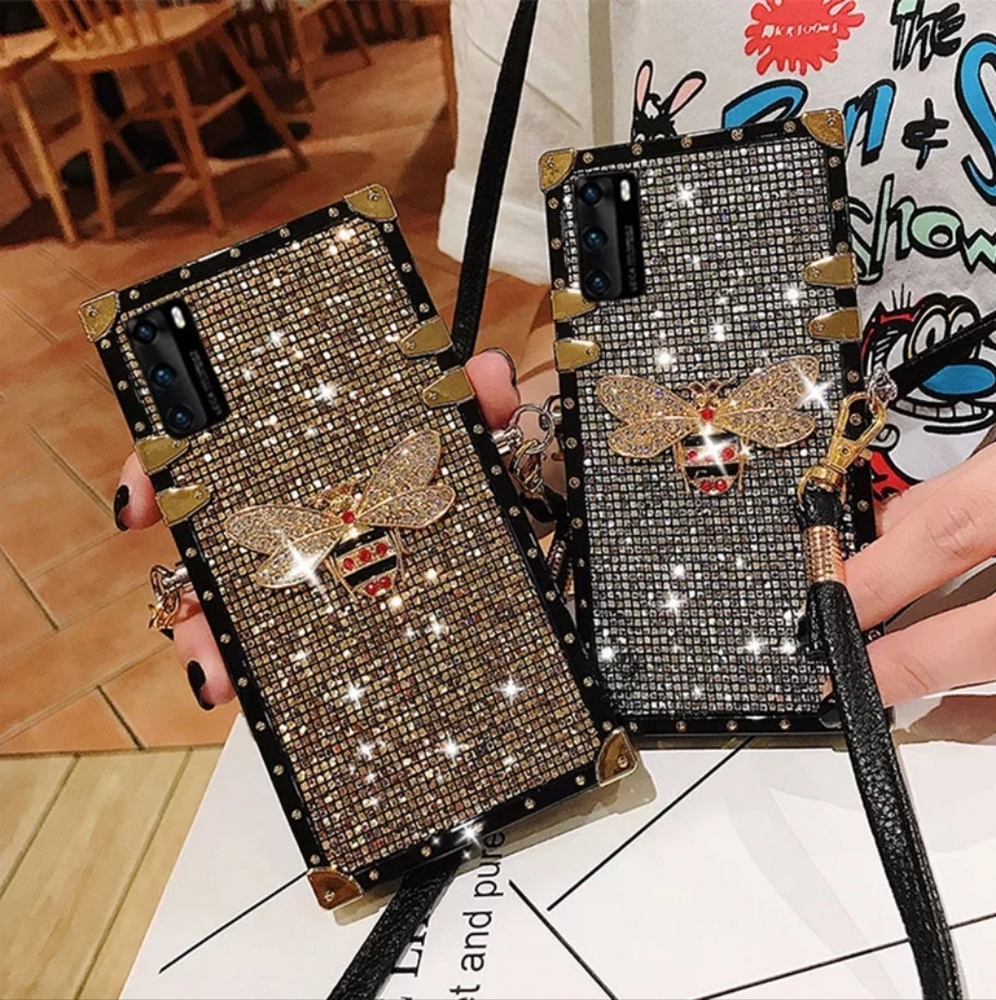 Gold bumblebee rhinestone phone case for Samsung Galaxy S21 ultra